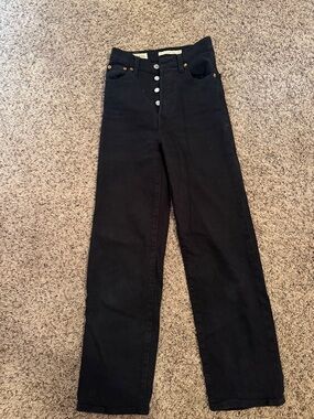 Levi's Black Straight-Leg Button-Fly Jeans